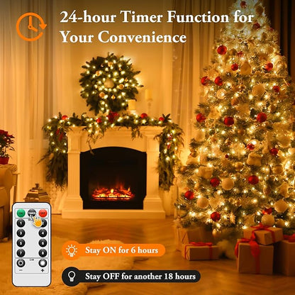 2 Pack 33FT 100 LED Fairy Lights Battery Operated with Timer & Remote, Waterproof Twinkle Lights Indoor Outdoor, 8 Modes Fairy String Lights for Bedroom Classroom DIY Wedding Decorations,Warm White