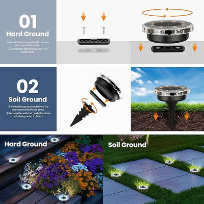 SOLPEX Solar Ground Lights 12 Pack, Solar Pathway Lights Outdoor Waterproof, Landscape Lighting for Garden, Walkway, Driveway, Yard, Deck, Patio, Swimming Pool (Cool White)