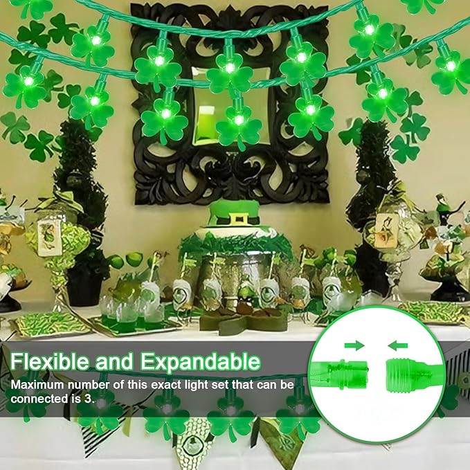 33ft Green Outdoor Edison String Lights, Weatherproof