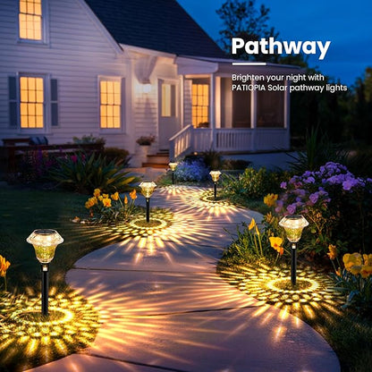 Solar Pathway Lights Garden Decor for Yard, Solar Garden Lights for Outside Waterproof Landscape Lighting, Garden Decorative for Walkway, Driveway, Yard, Landscape, Lawn (8 Pack Warm White)