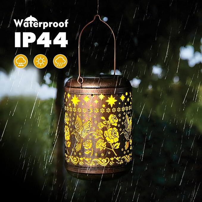 Hummingbird Solar Hanging Lanterns 2-Pack, Elegant Yard Decor