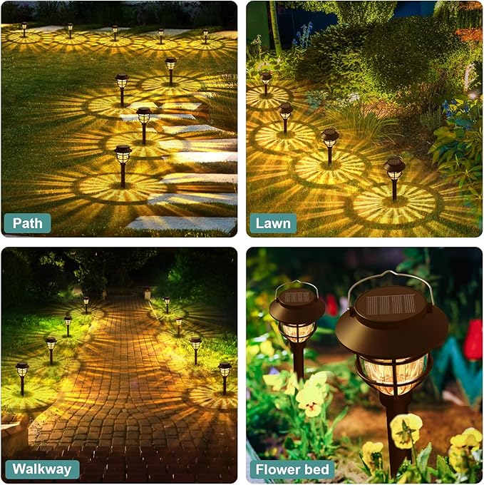 10-Pack Solar Path Lights, Outdoor Driveway LED