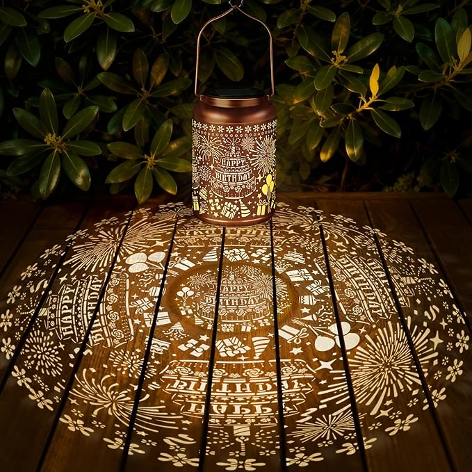 Birthday Gifts for Women Mom Grandma, Happy Birthday Gifts for Women, Solar Lantern Outdoor Waterproof Gardening Decor Hanging Solar Lights Yard Decorations Outdoor, Backyard, Patio