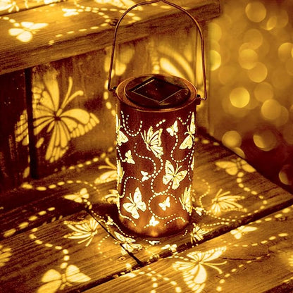 Birthday Gifts for Women Grandma,Solar Lantern Outdoor Waterproof,Butterfly Garden Decor,Metal Hanging Decoration Lights for Outside,Yard,Patio,Porch,Backyard,Christmas,Thanksgiving