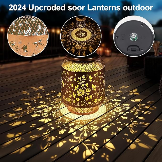 Solar Lanterns Outdoor Waterproof Christmas Birthdays Gifts for Women Mom Grandma Butterfly Garden Decor Metal Hanging Solar LED Lights for Patio(Hummingbird-2P)