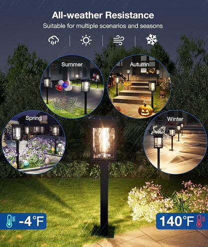 XMCOSY+ Solar Pathway Lights Outdoor, Adjustable Warm & Cool White, 50 Lumens Bright Garden Lights, 6 Pack IP65 Waterproof Landscape Lighting, Outside Lights for Front Yard Lawn Walkway Driveway Patio