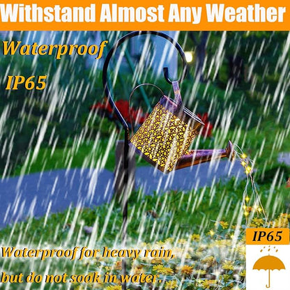 Solar Lanterns Outdoor Waterproof,Metal Watering Can Garden Decor Ornaments,Yard Art Hanging Path Lights,Outside Patio Decorations,Gardening Birthday Gifts for Mom Grandma Women,with Hook, Large