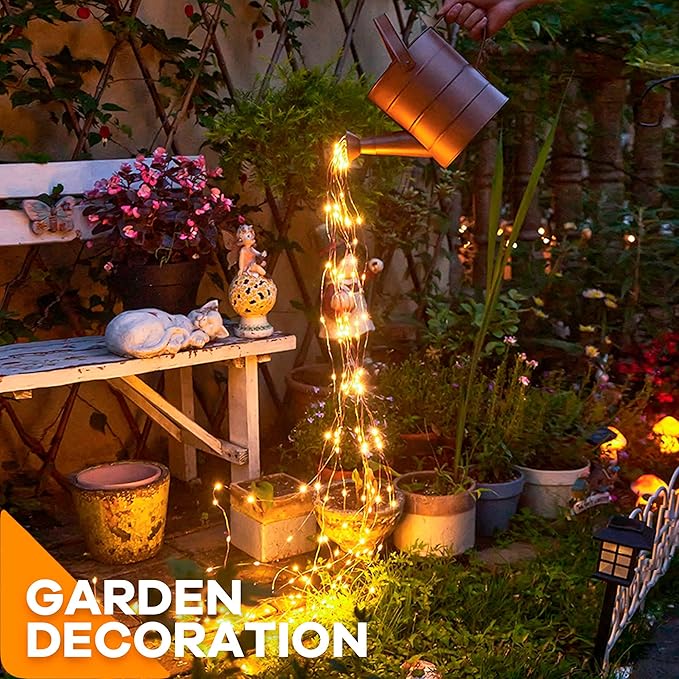 10 Strands 200 LED Firefly Bunch Lights, Waterproof, Plug in String Lights for Waterfall Vine String Lights Watering Can Lights Outdoor Garden, Warm White