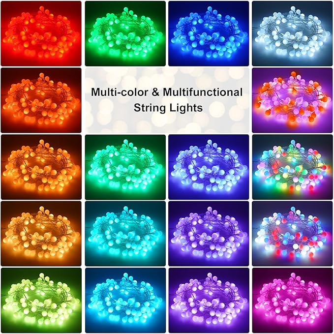 OMIKA 20FT Battery Powered String Lights, 40 LED 24 Color Changing Battery Operated Christmas Light, USB Powered Camping Lights String for Indoor Outdoor Hanging Light for Bedroom Xmas Party Decor