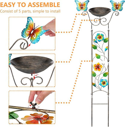 40" Metal Bird Bath, Classic Outdoor Birdfeeder