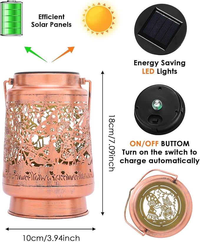 Gnomes Gifts for Women - Metal Outdoor Solar Lights Yard Garden Hanging Lanterns Waterproof Lawn Wall Tabletop Lighting Decorative Art Ornaments Party Birthday Gift for Mother Grandma Wife