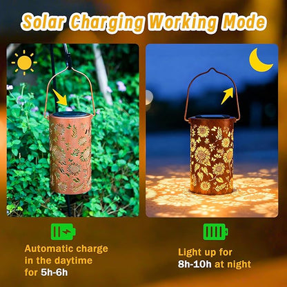 Birthday Gifts for Women Mom Grandma, Sunflower Solar Lanterns Outdoor Waterproof, Hanging Solar Lights for Yard, Patio, Porch, Garden Decor