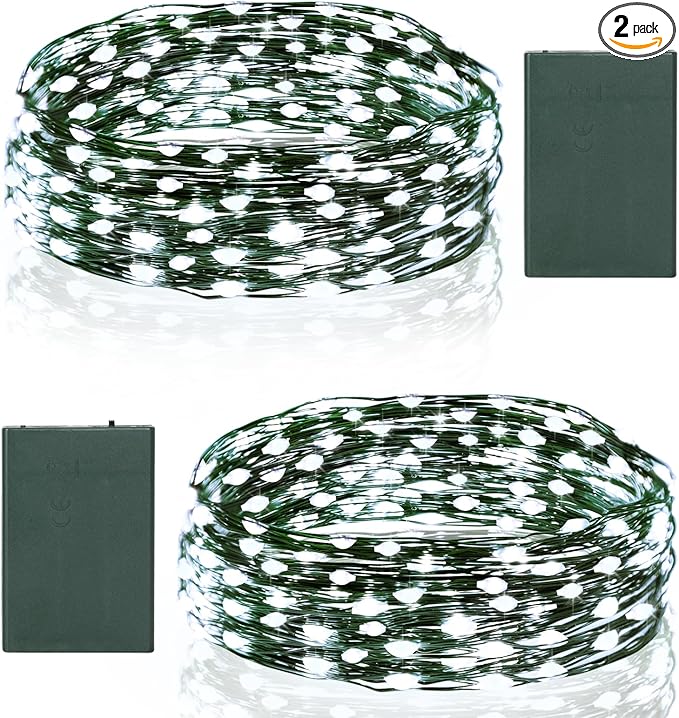 Christmas Fairy Lights 2-Pack, 4ft 50 LED Battery Twinkle Lights
