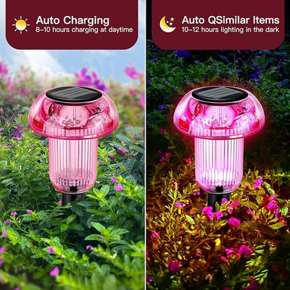 Easter Solar Pathway Lights Outdoor Decorative 8 Pack, 4 color LED Mushroom Solar Lights Outdoor Waterproof Solar Powered Decor for Yard Driveway Patio, Valentines Day Halloween Christmas Garden Decor
