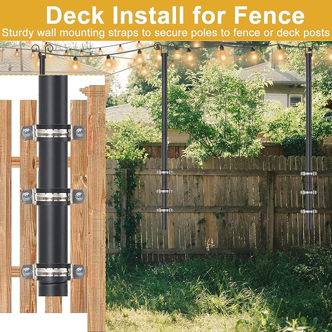 2-Pack String Light Poles, Heavy-Duty Metal Stands