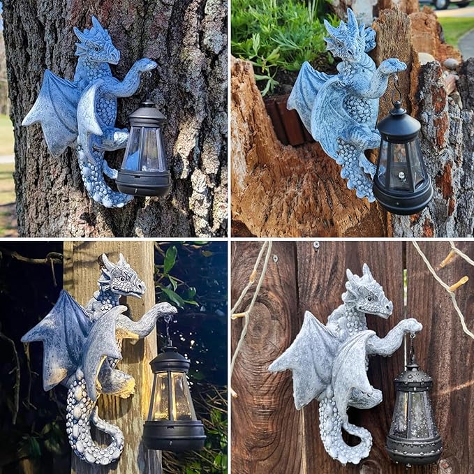 Dragon Tree Hugger Garden Decor - 9.3 Inch Garden Statues Lawn Ornaments for Outside Balcony Yard Art Outdoor,Garden Gifts for Women,Mom,Grandma