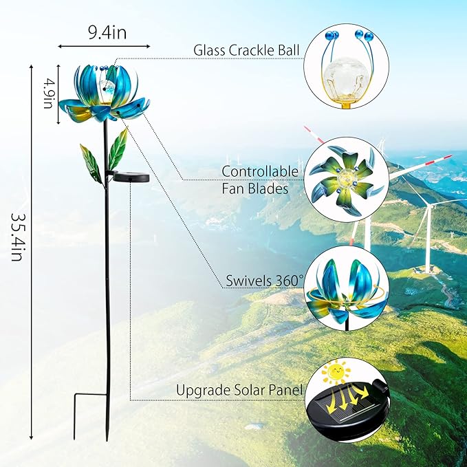 Blue Solar Path Lights, Outdoor Yard LED