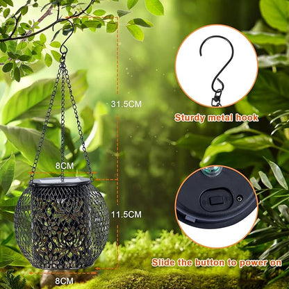 Solar Lanterns Outdoor Waterproof, 4 Pack Hanging Solar Lights Outside Garden Decor, Gifts for Women Mom Grandma Metal Decorative Lantern for Patio Yard Porch Balcony Backyard Lawn(4.6x4.6inch)