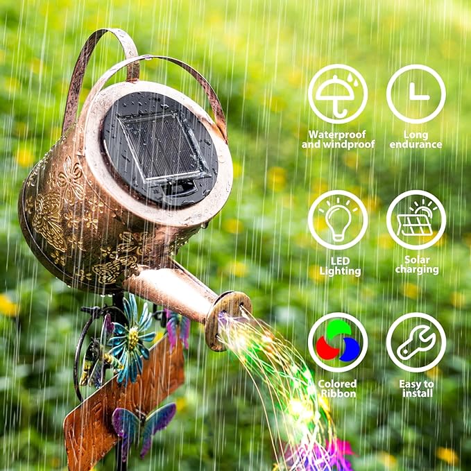 Solar Watering Can Lights, Solar Garden Lights Flower Bed Decor, IP65 Waterproof Outdoor Garden Decor, Garden Gifts for Women Mom Grandma