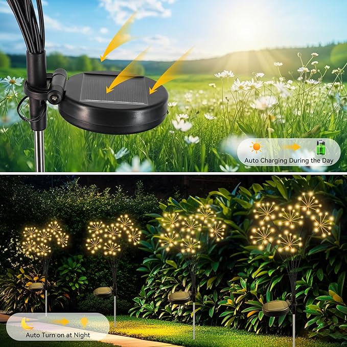 2-Pack Solar Pathway Lights, Waterproof LED Driveway Lights