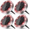 Solar Flat Disk Lights 4-Pack, Waterproof Walkway