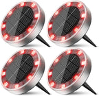 Solar Flat Disk Lights 4-Pack, Waterproof Walkway