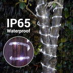Solar Rope Lights Outdoor, 66ft 200 LED 8-Mode Waterproof String Tube Light for Garden & Patio, White