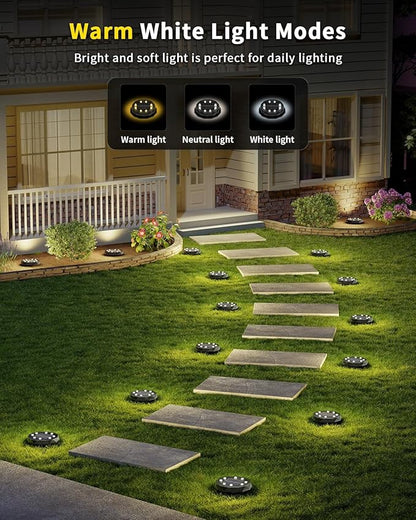 Solar Ground Lights with Remote Control 50ft,IP67 Waterproof Solar Garden 15 Multi Color Lights,RGBYW Solar Powered Outdoor Landscape Lighting for Pathway,Yard,Deck,Lawn,Patio,Walkway,Poolside,20 Pack