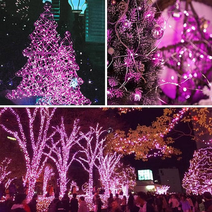 Solar Pink Valentine String Lights Outdoor, 2-Pack Total 80FT 200 LED Solar Twinkle Lights Outside Waterproof Copper Wire 8 Modes Fairy Lights for Garden Tree Party Birthday Xmas Valentines Day Decor