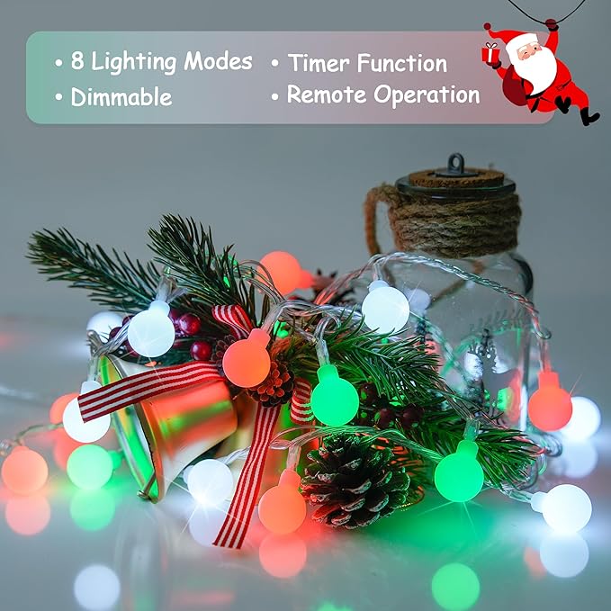 Christmas LED String Lights, Waterproof Timer Lights