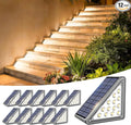 12-Pack Solar Fence Step Lights, Warm White Waterproof