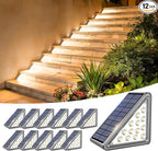 12-Pack Solar Fence Step Lights, Warm White Waterproof