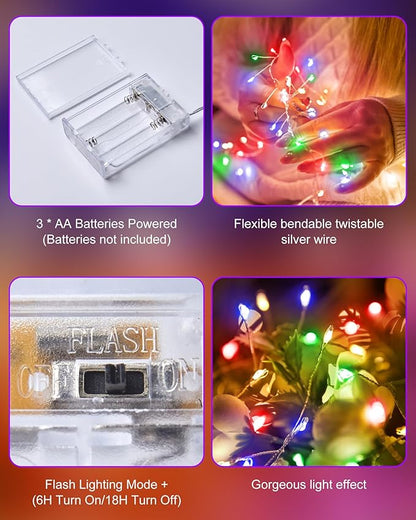 Christmas Fairy Lights 4-Pack, 60 LED Battery Twinkle Lights