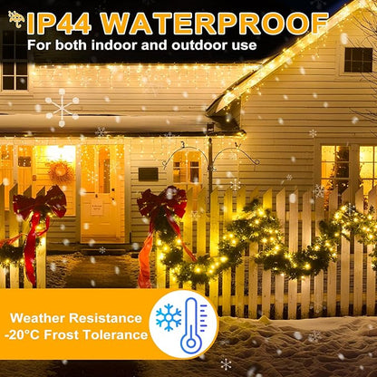2 Pack Christmas String Lights Battery Operated with 8 Modes, 33FT 100 LED Fairy Lights with Timer, Waterproof Twinkle Lights for Indoor and Outdoor Christmas Decorations(Warm White)