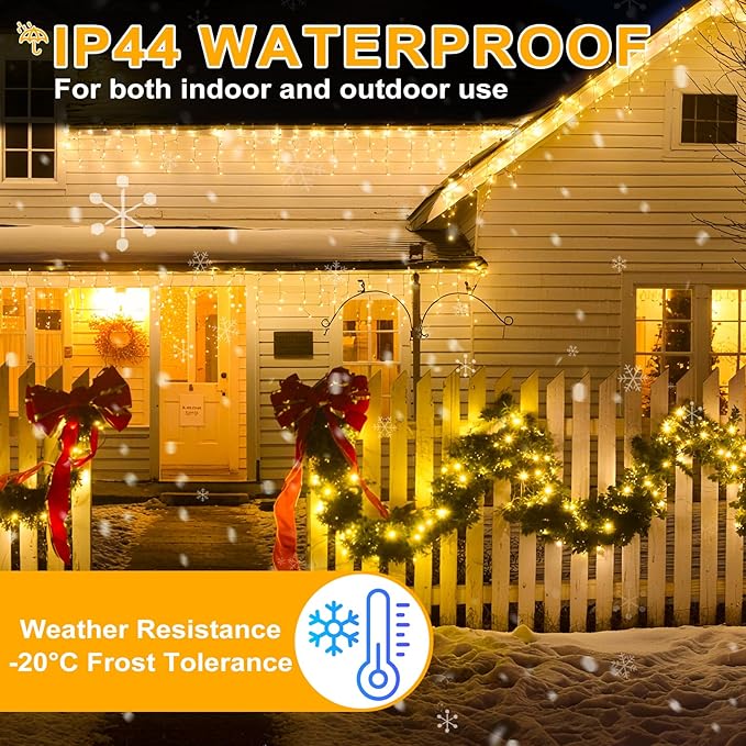 2 Pack Christmas String Lights Battery Operated with 8 Modes, 66FT 200 LED Fairy Lights with Timer, Waterproof Twinkle Lights for Indoor and Outdoor Christmas Decorations(Warm White)