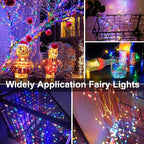 2-Pack 66ft Christmas LED String Lights, Waterproof Timer Lights
