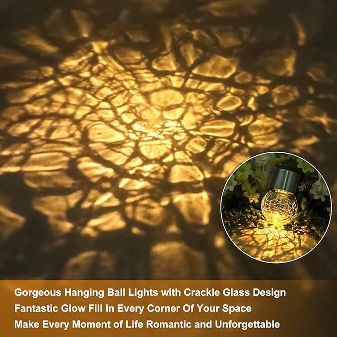 12-Pack Globe Solar Lanterns, Waterproof LED Patio Lights
