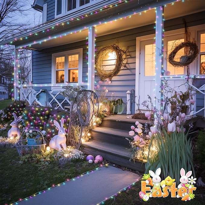 66ft Multicolor Outdoor Edison String Lights, Weatherproof