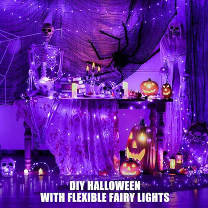 2-Pack 66ft Christmas LED String Lights, Waterproof Timer Lights