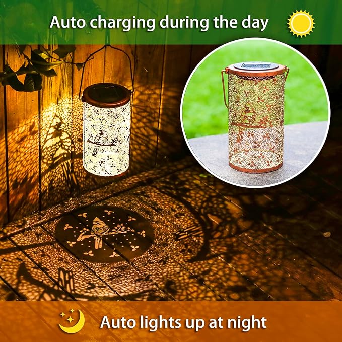 Solar Cardinal Lanterns 2-Pack, Yard Hanging LED Decor