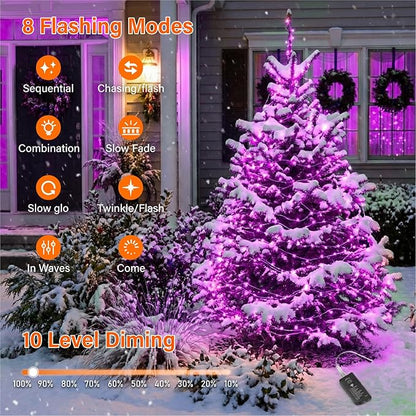 200 LED Christmas Twinkle Lights, 66ft Waterproof for Yard