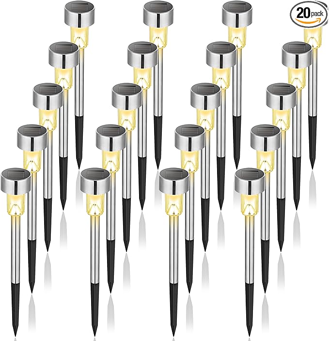 20-Pack IP44 Solar Landscape Lights for Garden