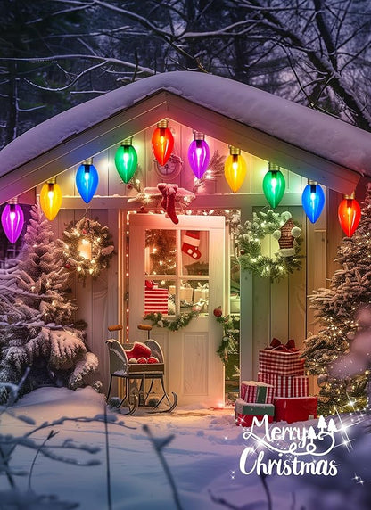 Moonflor Super Jumbo C9 Christmas Pathway Lights Outdoor - 2 Pack Total 22FT 10 LED C9 Walkway Light, Multicolor Christma Decoration Outside, Giant Christmas Lights Outdoor for Lawn Holiday Yard