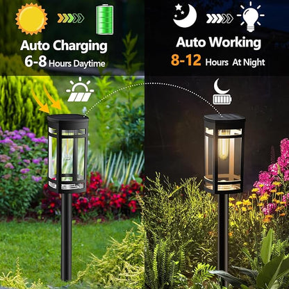 EXCMARK 12 Pack Solar Lights Outdoor Waterproof for Garden Pathway Walkway Driveway Yard Lawn Decorative Landscape Lighting. (Warm White Light, 12)