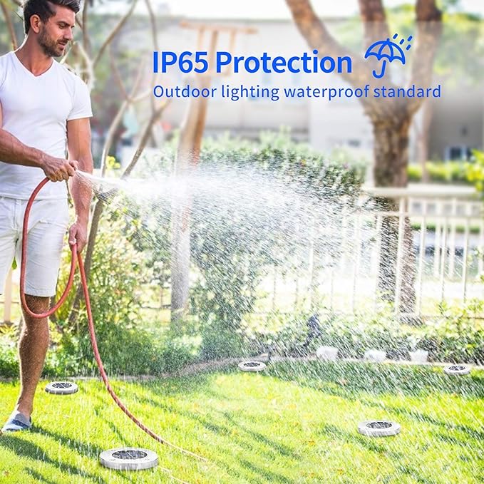 Aogist 12 Pack Solar Disk Lights - 8 LED In-Ground Outdoor Landscape Lights for Pathway, Yard, Walkway, Patio, Lawn Path (Cold White)