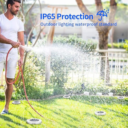 Aogist 12 Pack Solar Disk Lights - 8 LED In-Ground Outdoor Landscape Lights for Pathway, Yard, Walkway, Patio, Lawn Path (Cold White)