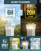 White Solar Fence Post Caps 4-Pack, Fence LED