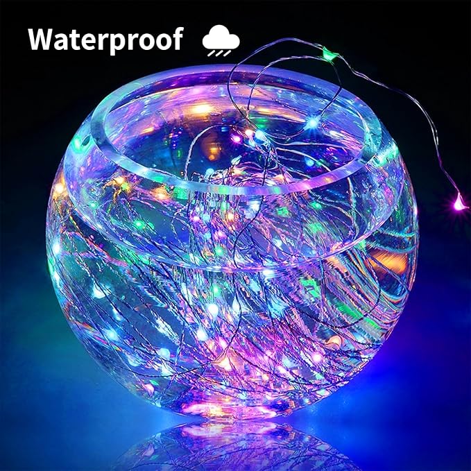 Solar String Lights Outdoor, 33 Feet 100 LEDs 8 Modes Solar Fairy Lights for Outside, Waterproof Outdoor Light for Patio Yard Christmas Tree Halloween Wedding Party Decorations, Colorful