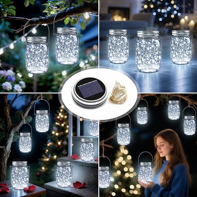 12-Pack Outdoor String Lights, Cool White Waterproof LED