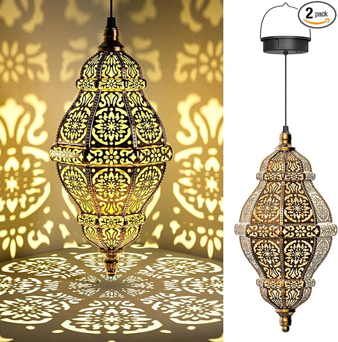 Moroccan Solar Pendant Light 2-Pack, Outdoor